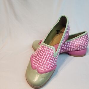 John Fluevog Pink and Green Flats